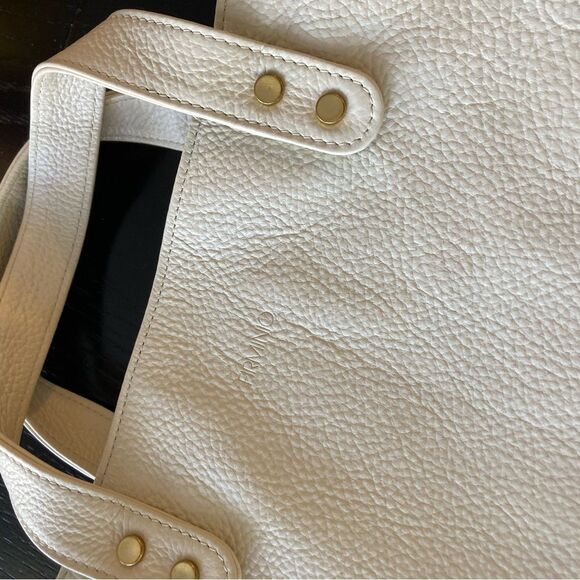 Firminio Silvia Handbag 100% Italian Leather Tassel Minimalist Ivory White Bag - Picture 4 of 10